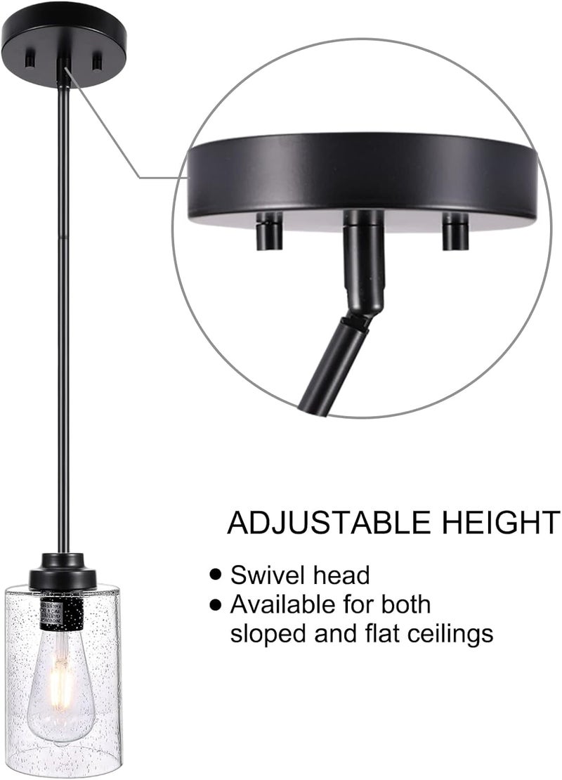 Canomo Chandelier Extension Poles Lighting Fixture Downrods with 1/8-IP Threaded 3/8" Diameter Insert Pipes and 180 Degrees Sloped Adapter for Pendant Light, Black (12 Inch and 6 Inch) - Image 2